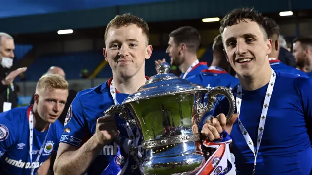 Linfield celebrate another Irish Cup success