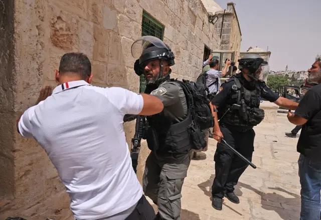 Israeli security forces and Palestinian Muslim worshippers clash in Jerusalem's al-Aqsa mosque compound, the third holiest site of Islam, on May 21, 2021