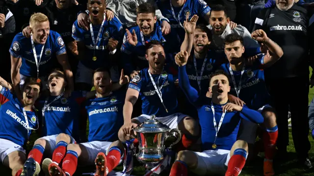 Linfield celebrate another Irish Cup success