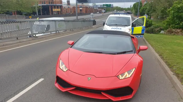 The Lamborghini after being stopped