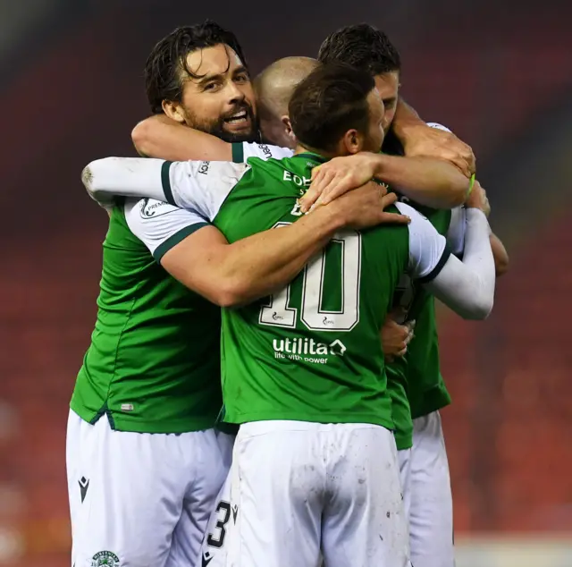 Hibs beat Aberdeen at Pittodrie to seal third place earlier this month