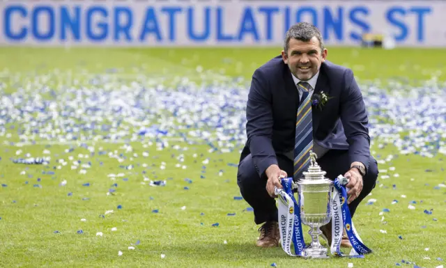 Callum Davidson poses with the Scottish Cup trophy