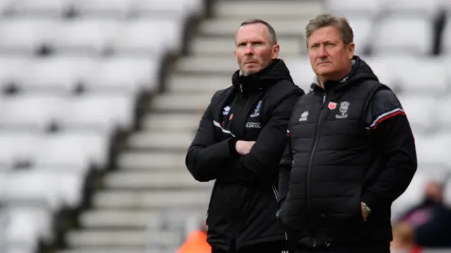 Lincoln boss Michael Appleton and assistant David Kerslake