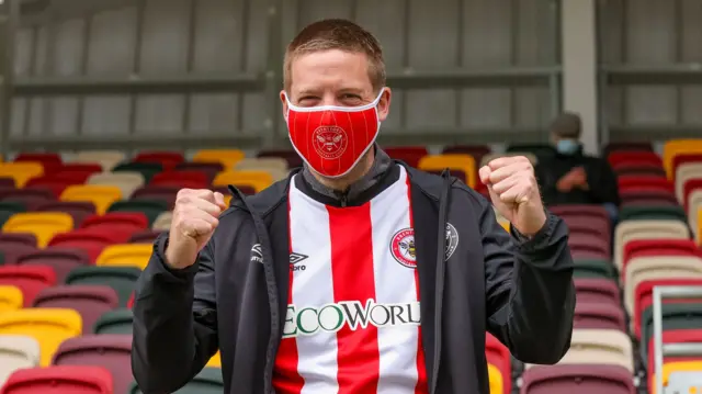 A Brentford fan a the Brentford Community Stadium