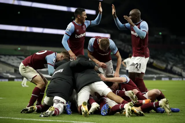 West Ham celebrate 3-3 against Spurs