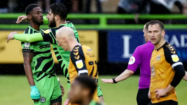 Forest Green celebrate Jamille Matt's equaliser