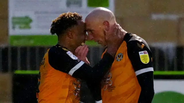 Nicky Maynard celebrates with Kevin Ellison