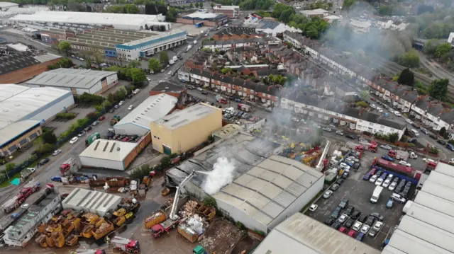 Drone footage of the blaze