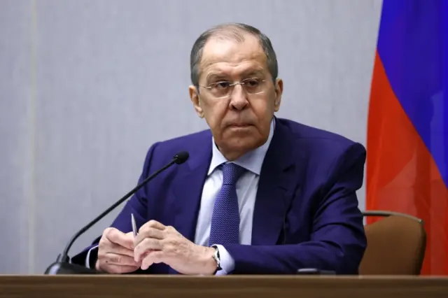 Sergei Lavrov at a news conference in Sochi