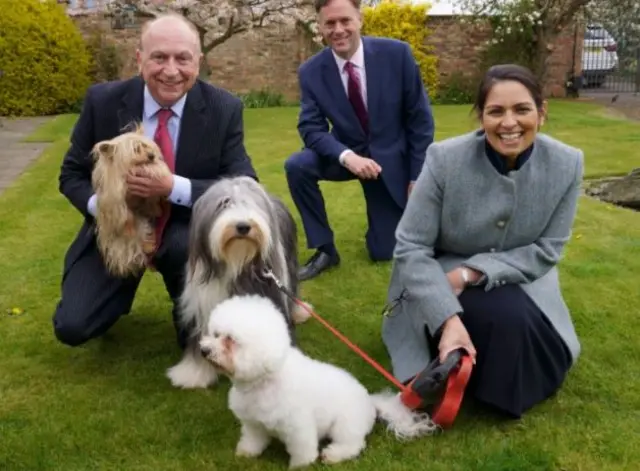 Philip Allott, York Outer MP Julian Sturdy and Home Secretary Priti Patel.