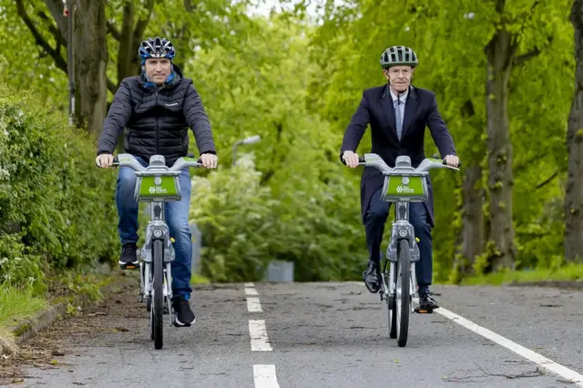 Birmingham Cycling Mayor Chris Coyle and Mayor of West Midlands Andy Street