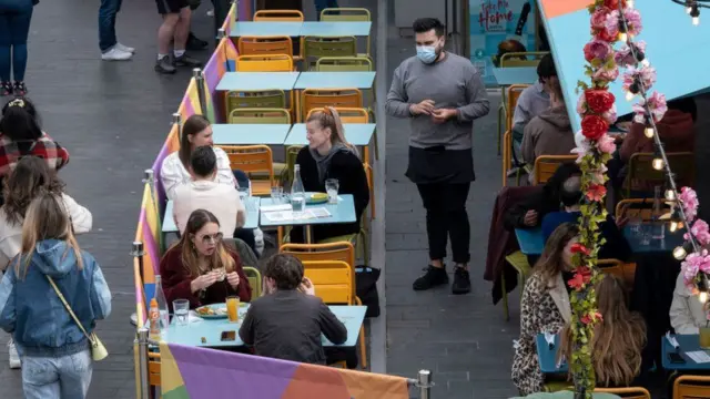 People dining outdoors