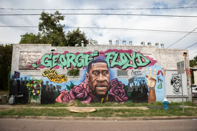 A mural to Floyd in Houston, his hometown