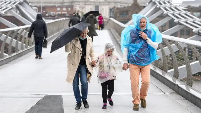 People in the rain