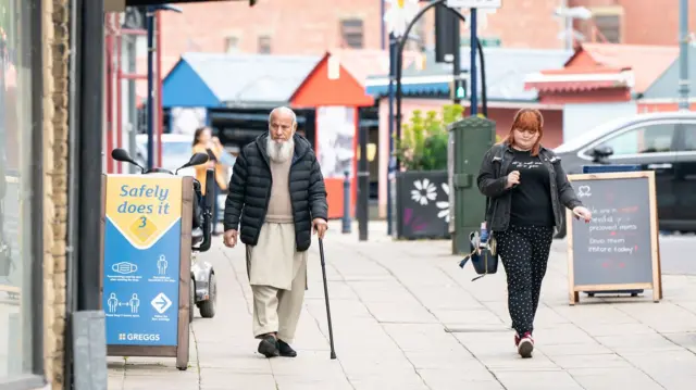 People walking down the street