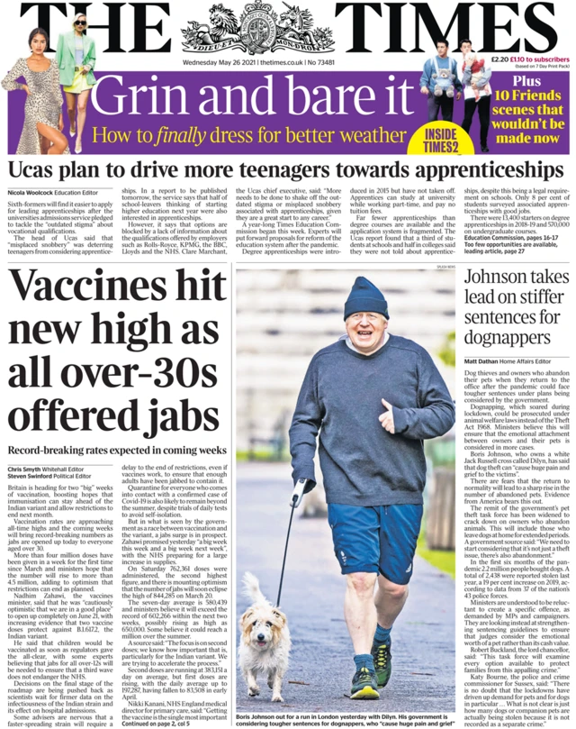 The Times front page