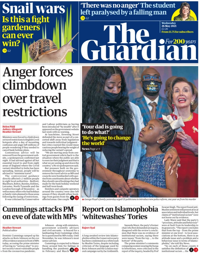 The Guardian front page