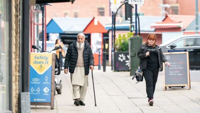 Two people walking in Kirklees