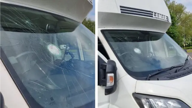 The windscreen after being hit