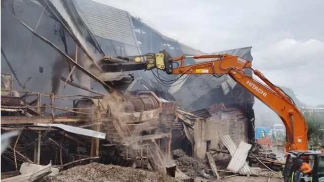 Warehouse being demolished