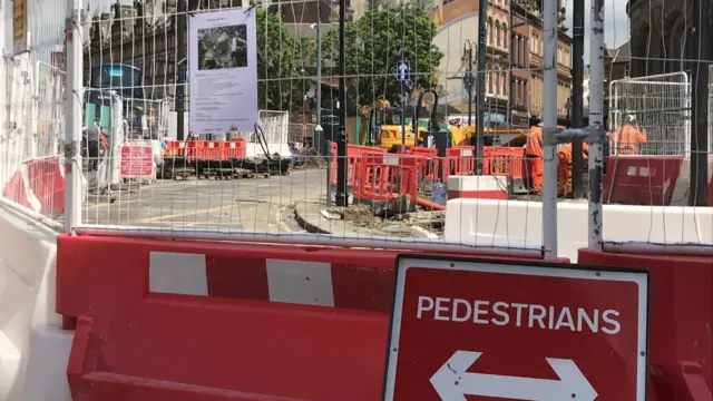 Roadworks in Leeds city centre