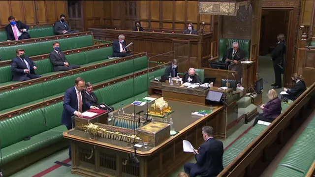 Matt Hancock addressing the House of Commons