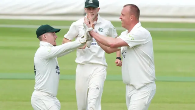 Luke Fletcher's first wicket of the innings at Edgbaston