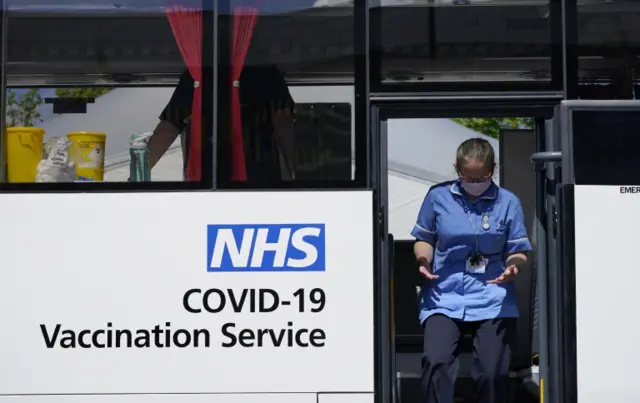 A vaccination bus in Bolton