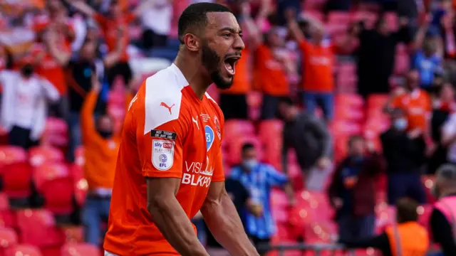 Blackpool player celebrates