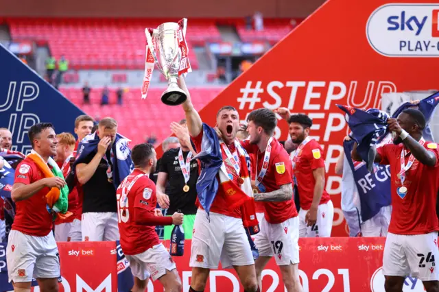 Morecambe players celebrate