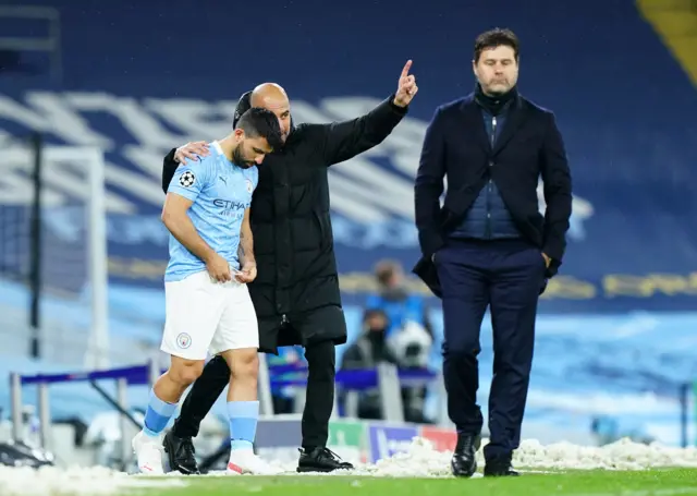 Pep Guardiola and Sergio Aguero