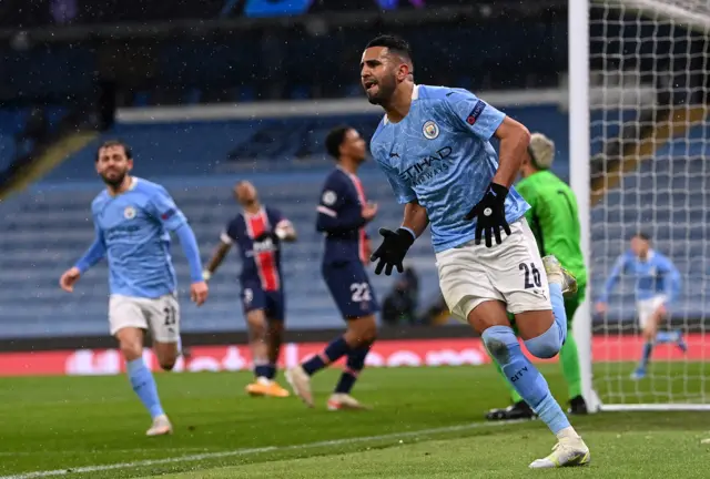 Mahrez celebrates