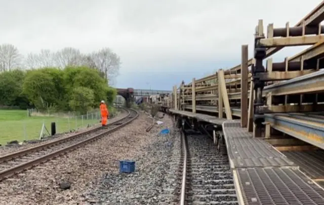 Derailed train