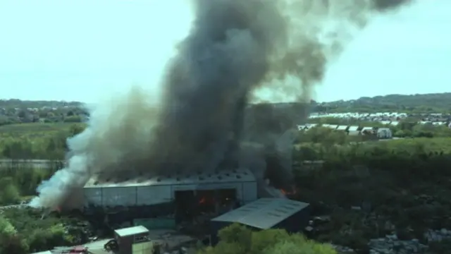 The fire at the recycling plant