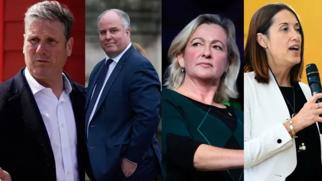 Labour leader Sir Keir Starmer, Welsh Conservative Senedd leader Andrew RT Davies, Plaid Cymru's Liz Saville Roberts and Welsh Lib Dem leader Jane Dodds (L-R)