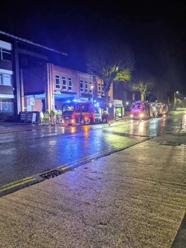 Crews at the scene of the blaze at the Arena nightclub in Stourbridge