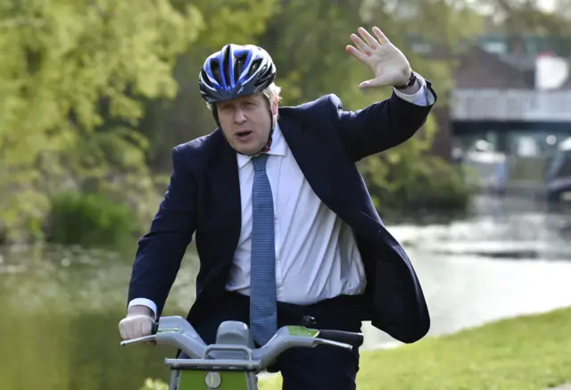 Boris Johnson on a bike