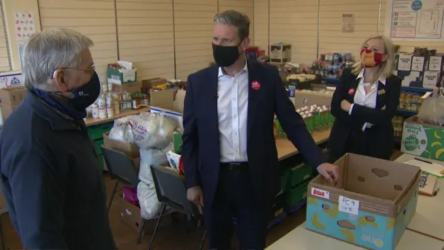 Keir Starmer visited a food bank in in Pontefract earlier