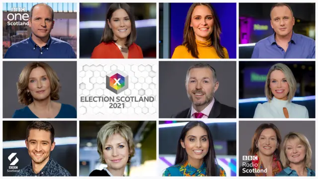 A composite image of BBC Scotland presenters and reporters