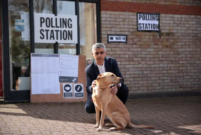 Sadiq Khan took his dog Luna with him to the polling station