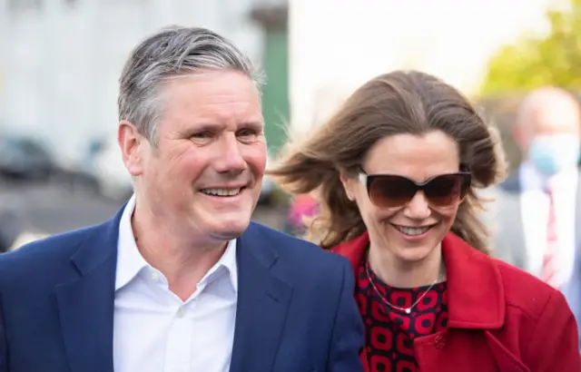 Sir Keir Starmer and his wife vote in north London