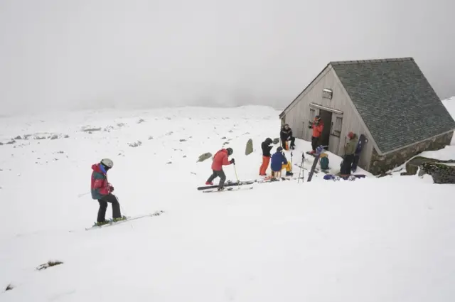 Skiers in the Lake District