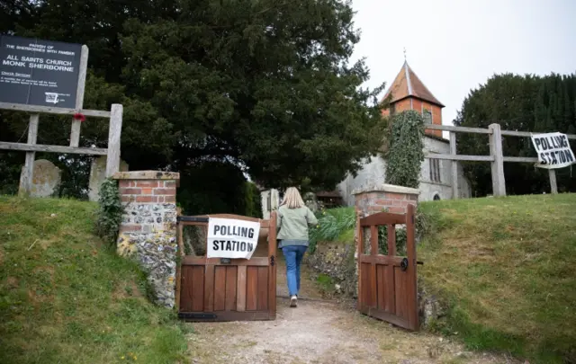 A polling station in Hampshire