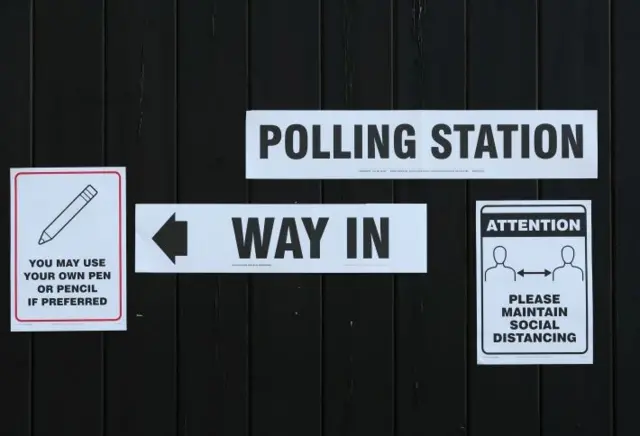 Polling station sign