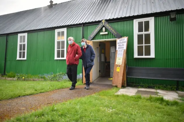 Mark Drakeford and his wife vote in Cardiff