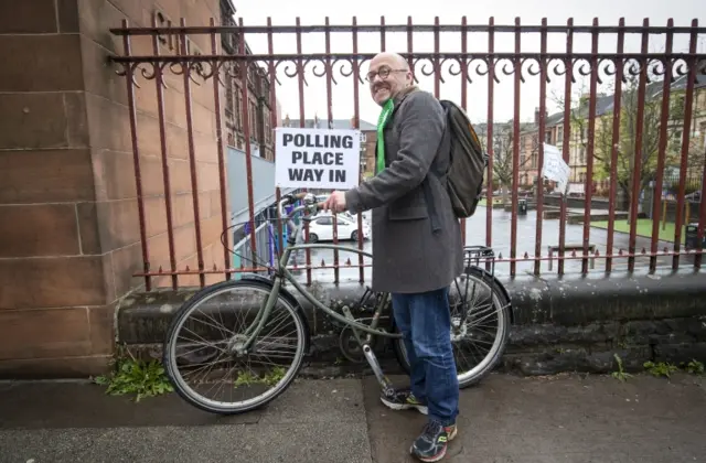 Patrick Harvie votes in Glasgow