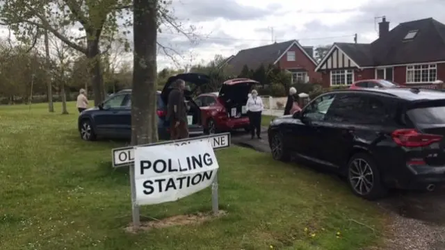 The temporary polling station