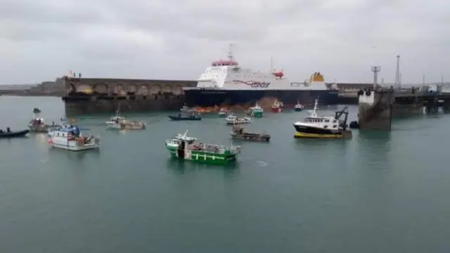 Freight ferry in port earlier on Thursday