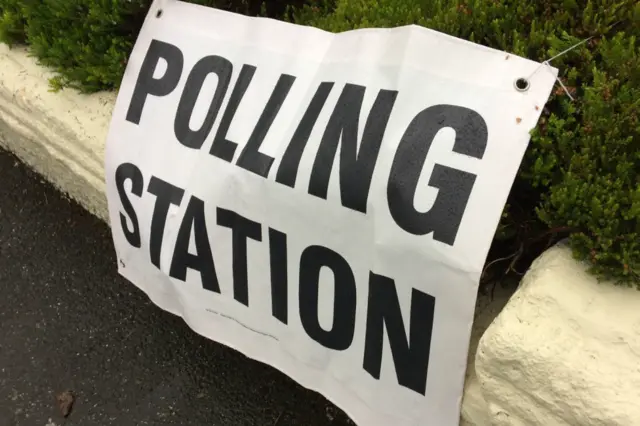 Polling station sign