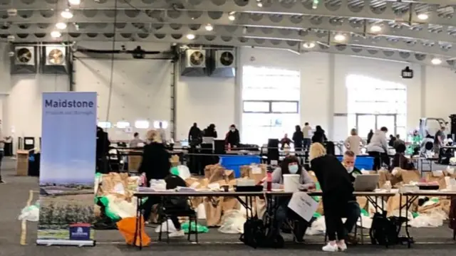 Piles of sacks at the Maidstone count